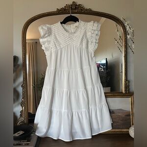 White ruffle sleeve dress